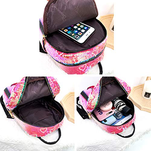 Sipobuy Mochila De Unicornio con Lentejuelas Preciosas Y Brillantes para Niñas, Cierre De Cremallera, Bolsillos Frontales Y Laterales para Escuela/Viajes, Mochila con Correas Ajustables (Black)