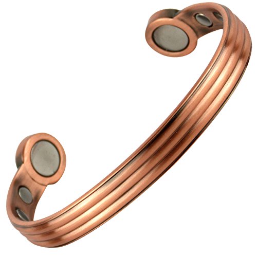 SISTO-X® - Pulsera magnética con diseño de cobre envejecido, 6 imanes, natural