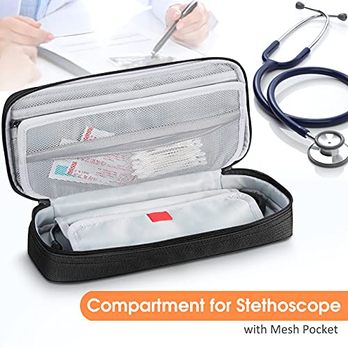 SITHON Bolsa de Estetoscopio, Estuche de Viaje para Fonendoscopio 3M Littmann/MDF/ADC y Otros Accesorios, Almacenamiento con Bolsillo de Malla para Enfermera Pediatras, (Negro)