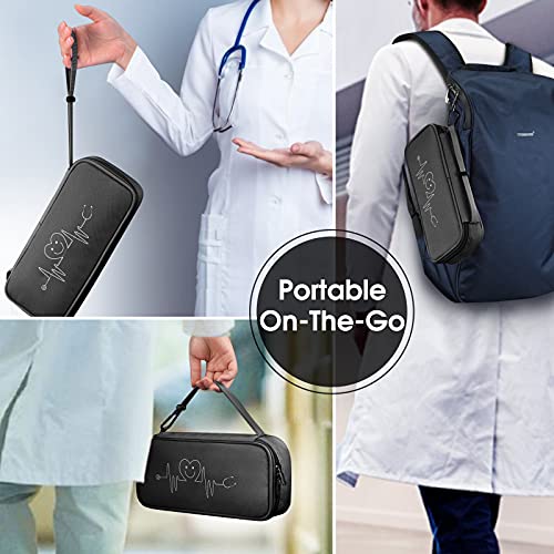 SITHON Bolsa de Estetoscopio, Estuche de Viaje para Fonendoscopio 3M Littmann/MDF/ADC y Otros Accesorios, Almacenamiento con Bolsillo de Malla para Enfermera Pediatras, (Negro)