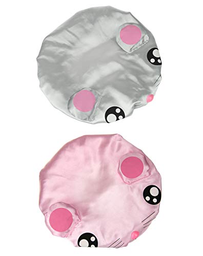 SIVENKE juego de 2 gorro de ducha para niños gorro de baño impermeable gorro de baño gorro de baño impermeable gorro de baño para cabello largo gorro de baño de silicona rosa + gris