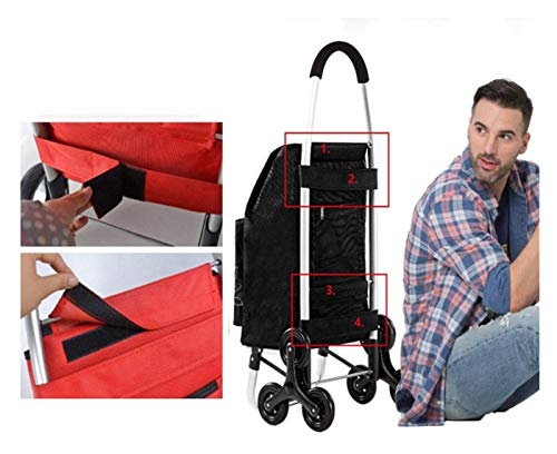 SJZT Aislamiento Resistente al Agua de la Bolsa - 60L Ligeros de 6 Rondas Carrito de la Compra - Resistente y Plegable for un fácil Almacenamiento 1012 (Color : Red)