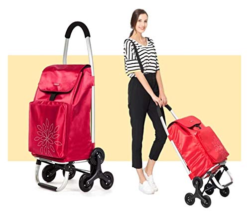 SJZT Aislamiento Resistente al Agua de la Bolsa - 60L Ligeros de 6 Rondas Carrito de la Compra - Resistente y Plegable for un fácil Almacenamiento 1012 (Color : Red)