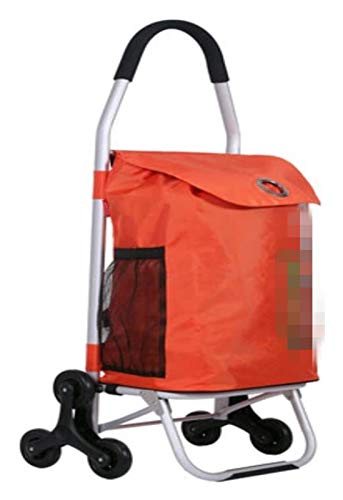 SJZT Escalada 65L Grado Escalera Plegable 6 Rueda de Gran Capacidad del Comprador de aleación de Aluminio Carrito de la Compra for Daily supermercado Compras 1010 (Color : Orange)