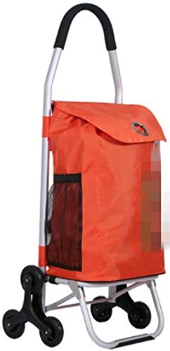 SJZT Escalada 65L Grado Escalera Plegable 6 Rueda de Gran Capacidad del Comprador de aleación de Aluminio Carrito de la Compra for Daily supermercado Compras 1010 (Color : Orange)