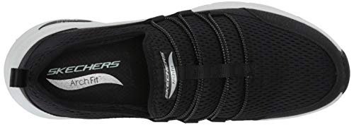 Skechers Arch Fit Lucky Thoughts, Zapatillas Mujer, Negro (Black Mesh White Trim BKW), 38 EU