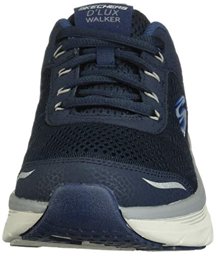 Skechers D'lux Walker, Zapatillas Hombre, Navy Leather Mesh Gray Trim, 42 EU