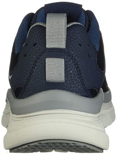 Skechers D'lux Walker, Zapatillas Hombre, Navy Leather Mesh Gray Trim, 42 EU