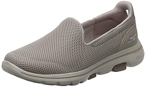 Skechers Go Walk 5 - Zapatillas, Mujer, Beige (Taupe Tpe Black Textile Trim), 38.5 EU