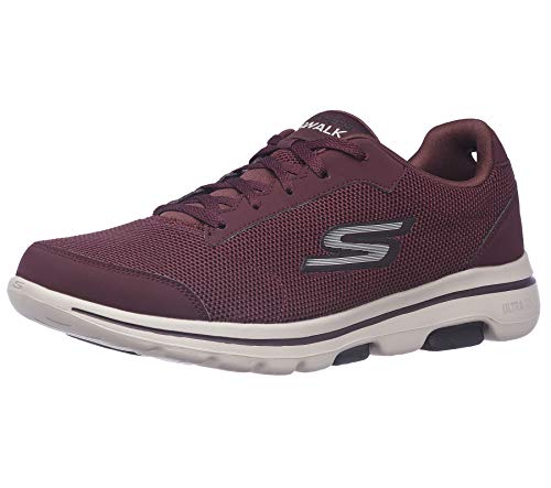 Skechers Gowalk 5 Demitasse-Textured Knit Lace Up Performance Walking Shoe Sneaker, Zapatillas para Caminar Hombre, Granate, 47.5 EU