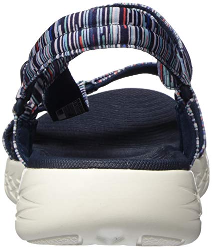 Skechers On-The-go 600, Sandalia con Punta Abierta Mujer, Multicolour Navy Multi Textile Nvmt, 36 EU