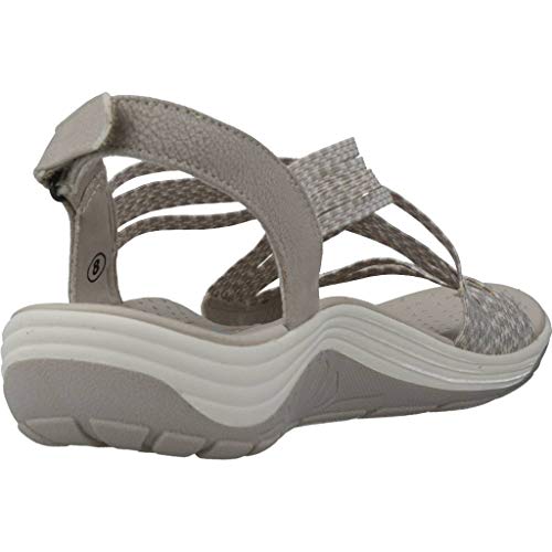 Skechers Reggae Cup-Oh, Snap, Sandalias de Punta Descubierta Mujer, Beige (Nat Black & Grey Gore), 37 EU