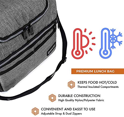 SKILEC Bolsa Termica Porta Alimentos - Nevera Termica para llevar Comida - Bolsa Almuerzo, Bolsa Isotermica, Bolsa Comida Trabajo Playa Picnic Camping Nevera Portatil Pequeña con Aislamiento Termico