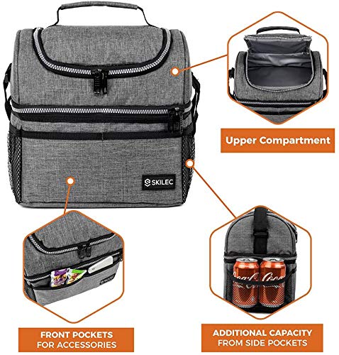 SKILEC Bolsa Termica Porta Alimentos - Nevera Termica para llevar Comida - Bolsa Almuerzo, Bolsa Isotermica, Bolsa Comida Trabajo Playa Picnic Camping Nevera Portatil Pequeña con Aislamiento Termico