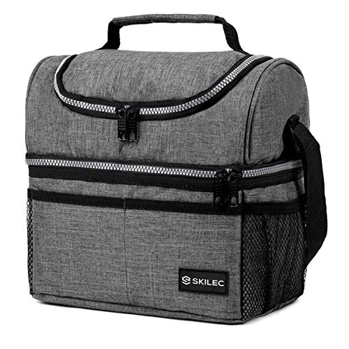 SKILEC Bolsa Termica Porta Alimentos - Nevera Termica para llevar Comida - Bolsa Almuerzo, Bolsa Isotermica, Bolsa Comida Trabajo Playa Picnic Camping Nevera Portatil Pequeña con Aislamiento Termico