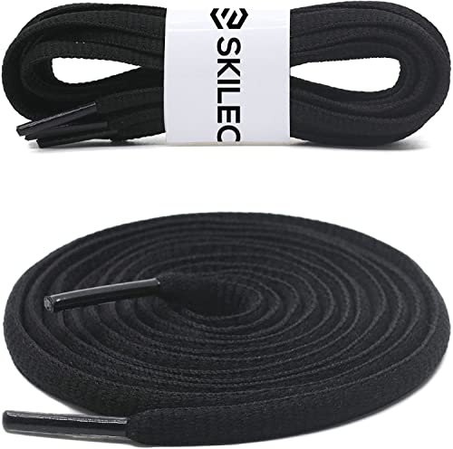 SKILEC Cordones Redondos para todo tipo de Zapatos, 2 Pares, Cordones Cuerdas planos de reemplazo para Calzado Deportivo Zapatillas de Deporte Resistente y Duradero, Anchura 8mm (Negro, 100 cm)