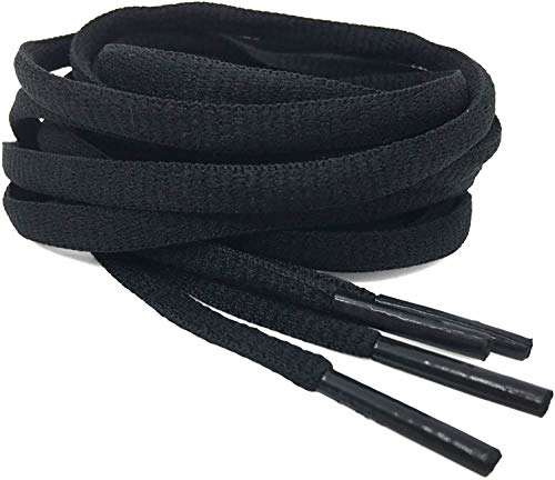 SKILEC Cordones Redondos para todo tipo de Zapatos, 2 Pares, Cordones Cuerdas planos de reemplazo para Calzado Deportivo Zapatillas de Deporte Resistente y Duradero, Anchura 8mm (Negro, 100 cm)