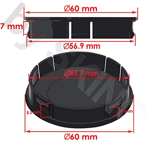 SkinoEu® 4 x 60mm Universal ABS Plastico Tapas de Rueda de Centro Centrales Tapacubos para Llantas Coche Auto Tuning C 0