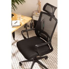 SKLUM Silla de Oficina con Ruedas y Reposacabezas Teill Black Poliprolileno - Nylon Negro - (Elige Color)