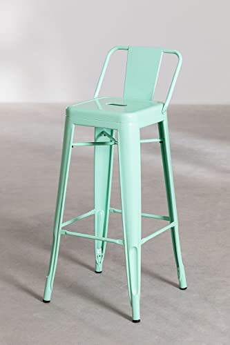 SKLUM Taburete Alto con Respaldo en Acero (76 cm) LIX Acero Brillante Verde Menta - (Elige Color)