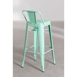 SKLUM Taburete Alto con Respaldo en Acero (76 cm) LIX Acero Brillante Verde Menta - (Elige Color)