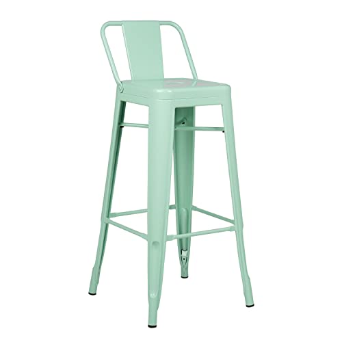 SKLUM Taburete Alto con Respaldo en Acero (76 cm) LIX Acero Brillante Verde Menta - (Elige Color)