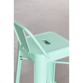 SKLUM Taburete Alto con Respaldo en Acero (76 cm) LIX Acero Brillante Verde Menta - (Elige Color)