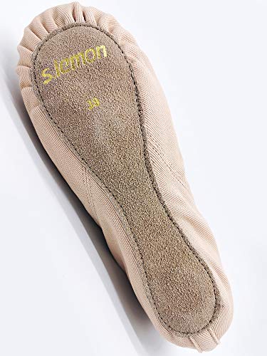 s.lemon Niñas Zapatos de Ballet Danza Lona Elástico Zapatillas de Ballet para Mujer Hombre,Completa Suela 36