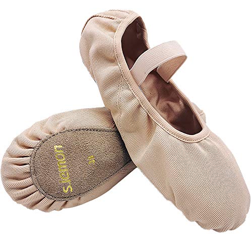 s.lemon Niñas Zapatos de Ballet Danza Lona Elástico Zapatillas de Ballet para Mujer Hombre,Completa Suela 36