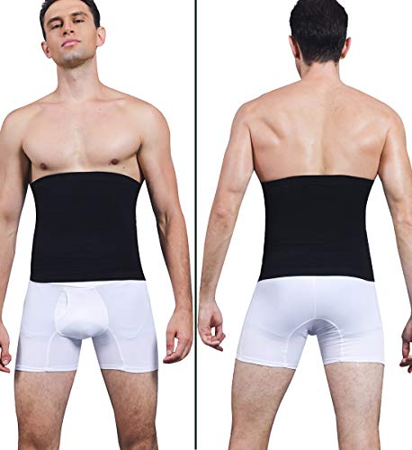 SLIMBELLE® Hombre Faja Reductora Elástica Barriga Adeltazante Cinturón Abdominal Moldeadora Body Shaper Cintura de Fitness Negro&Blanco