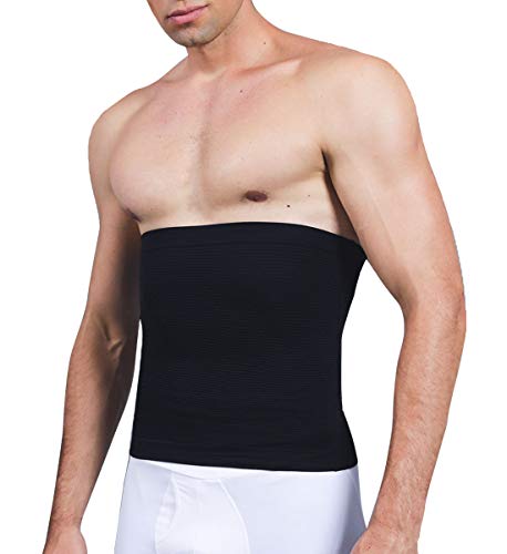 SLIMBELLE® Hombre Faja Reductora Elástica Barriga Adeltazante Cinturón Abdominal Moldeadora Body Shaper Cintura de Fitness Negro&Blanco