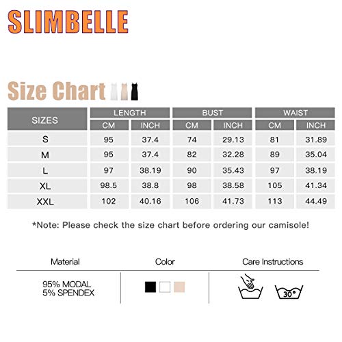 SLIMBELLE Mujer Camisola Larga con Tirantes Ajustables Camisón en Color Liso Falda de Vestir para Copa A-C