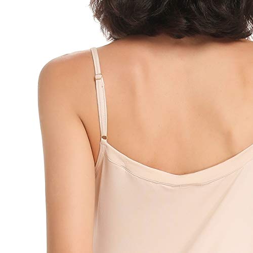 SLIMBELLE Mujer Camisola Larga con Tirantes Ajustables Camisón en Color Liso Falda de Vestir para Copa A-C