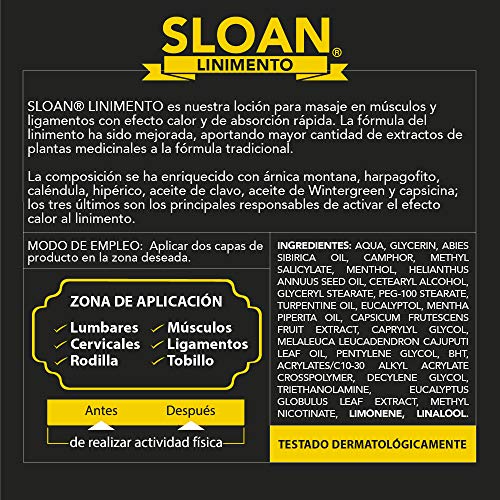 Sloan Linimento 100 ml | Linimento Efecto Calor para el Masaje | Capsaicina, Árnica y Aceites Esenciales