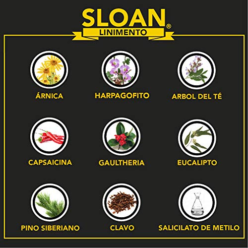 Sloan Linimento 100 ml | Linimento Efecto Calor para el Masaje | Capsaicina, Árnica y Aceites Esenciales