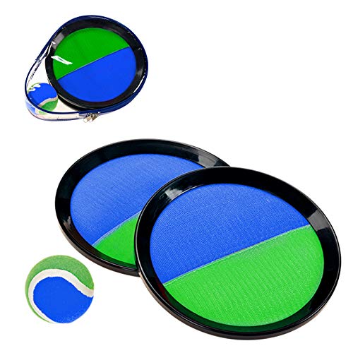 Smart Planet Pelota de velcro para atrapar 2 discos de pesca, diámetro aprox. 19 cm. Juego de una pelota de aprox. 6 cm. Juego de playa para niños, pelota de tenis con plato de velcro.