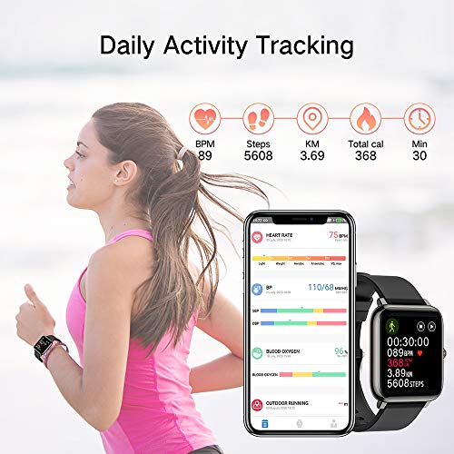 Smartwatch, Reloj Inteligente con Pulsómetro, Cronómetros, Calorías, Monitor de Sueño, Podómetro Pulsera Actividad Inteligente Impermeable IP67 Smartwatch Hombre Reloj Deportivo para Android iOS