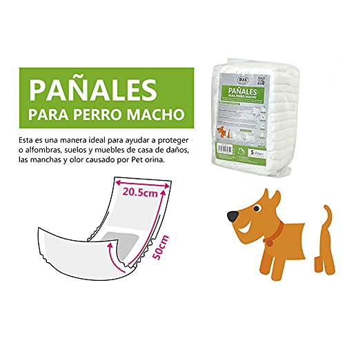 SMELL & SMILE Pañales Desechables para Perro Pañales para Perros Macho Pañal Sanitarios para Perro Mascotas Bragas Higiénicas Suaves absorbentes (S-20.5 * 50 CM)