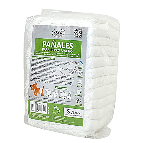 SMELL & SMILE Pañales Desechables para Perro Pañales para Perros Macho Pañal Sanitarios para Perro Mascotas Bragas Higiénicas Suaves absorbentes (S-20.5 * 50 CM)