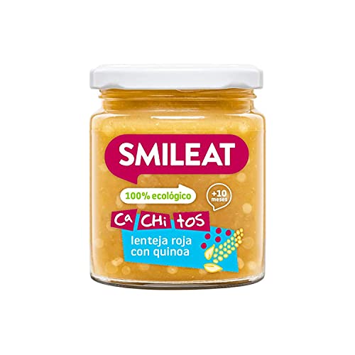 Smileat - Tarrito Ecológico CA-CHI-TOS de Lenteja Roja con Quinoa, Ingredientes Naturales, Para Bebés a Partir de los 10 Meses - 230g