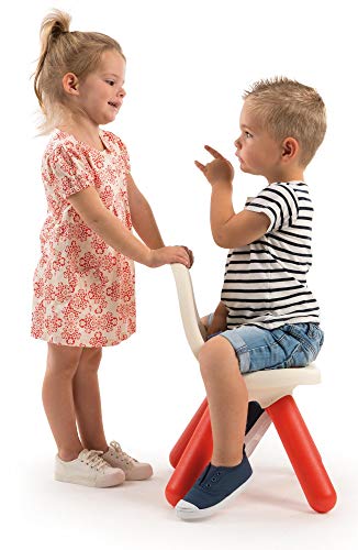 Smoby Kid - Silla infantil, plástico, con respaldo para habitación infantil o para casa de juegos Smoby, color rojo (880103)