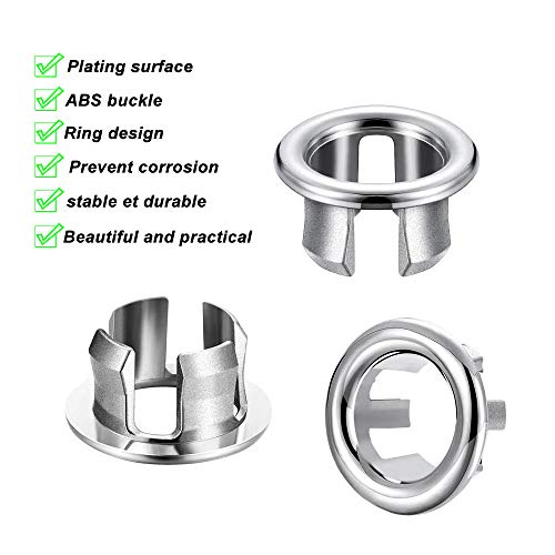 SNAGAROG 10pcs Anillo de rebose de fregadero Lavabo de baño Anillo de desagüe de desagüe Tapa de desagüe de desagüe Tapa Insertar en el orificio Repuestos Repuesto para tocador de cocina de baño