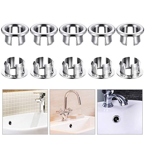 SNAGAROG 10pcs Anillo de rebose de fregadero Lavabo de baño Anillo de desagüe de desagüe Tapa de desagüe de desagüe Tapa Insertar en el orificio Repuestos Repuesto para tocador de cocina de baño