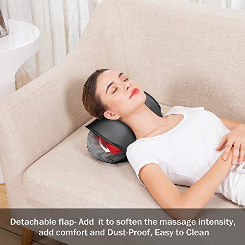 Snailax Almohada de masaje Shiatsu - Masajeador de cuello y espalda con calor, Masajeador de almohada eléctrico para hombros, cervicales, lumbares Los mejores regalos para mujeres/hombres/mamá/papá