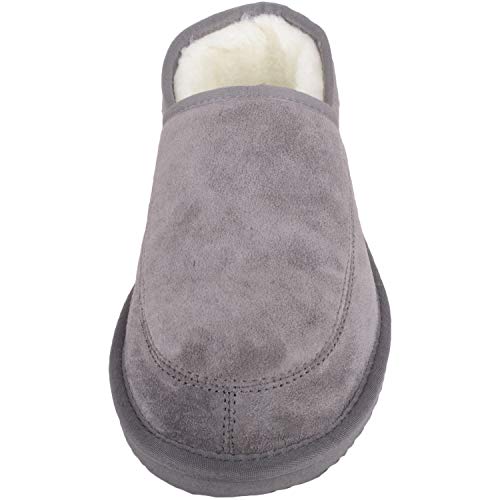 SNUGRUGS Zapatilla completa de ante para hombre con forro de lana y suela ligera, gris (gris), 46 EU