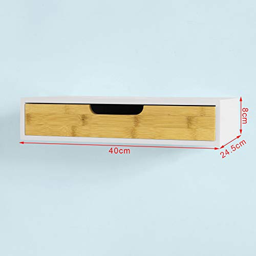 SoBuy FRG92-WN,Estante de Pared con Cajón, Estante Estantería para la Sala, Estilo Moderno,ES