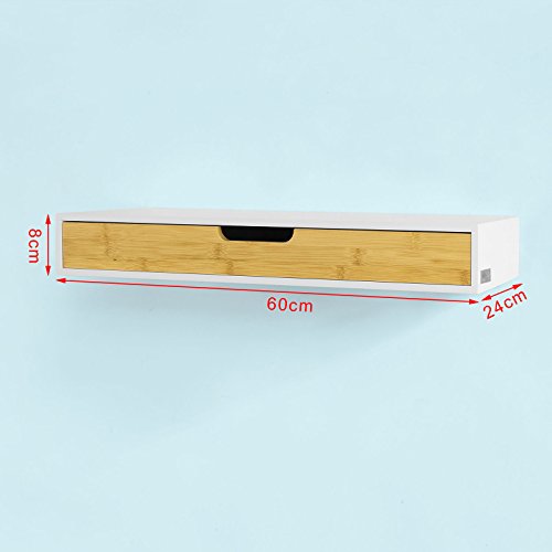 SoBuy FRG93-WN, Estante de Pared con Cajón, Estante Estantería para la Sala, Estilo Moderno, ES