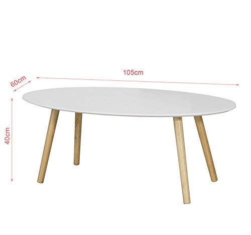 SoBuy Mesa de Centro con Patas de Madera para Salón Mesa de Café Blanco L105xH40 cm FBT61-W, ES