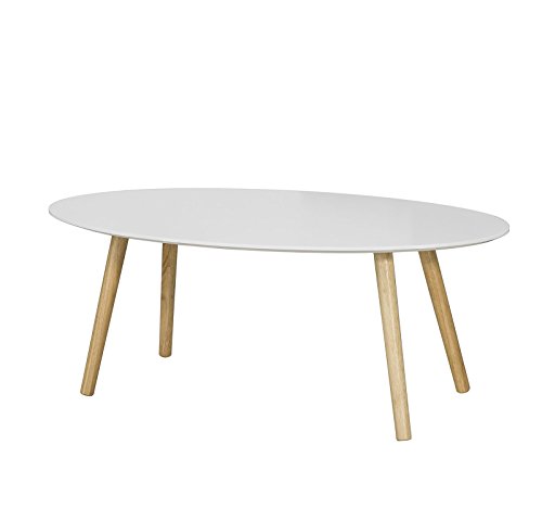 SoBuy Mesa de Centro con Patas de Madera para Salón Mesa de Café Blanco L105xH40 cm FBT61-W, ES