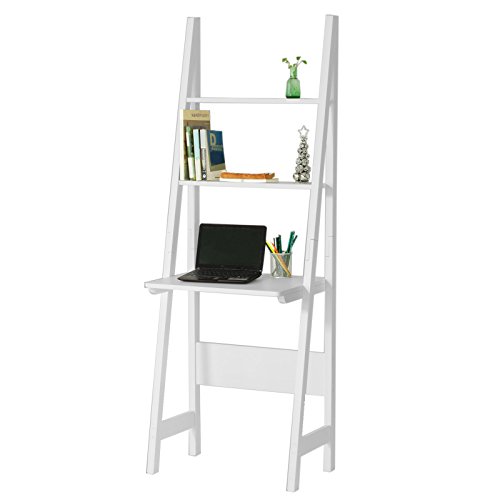 SoBuy® Mesa de Ordenador con Estante Integrado, Estanterias librerias,Estanterias de diseño,Blanco,FRG60-W,ES